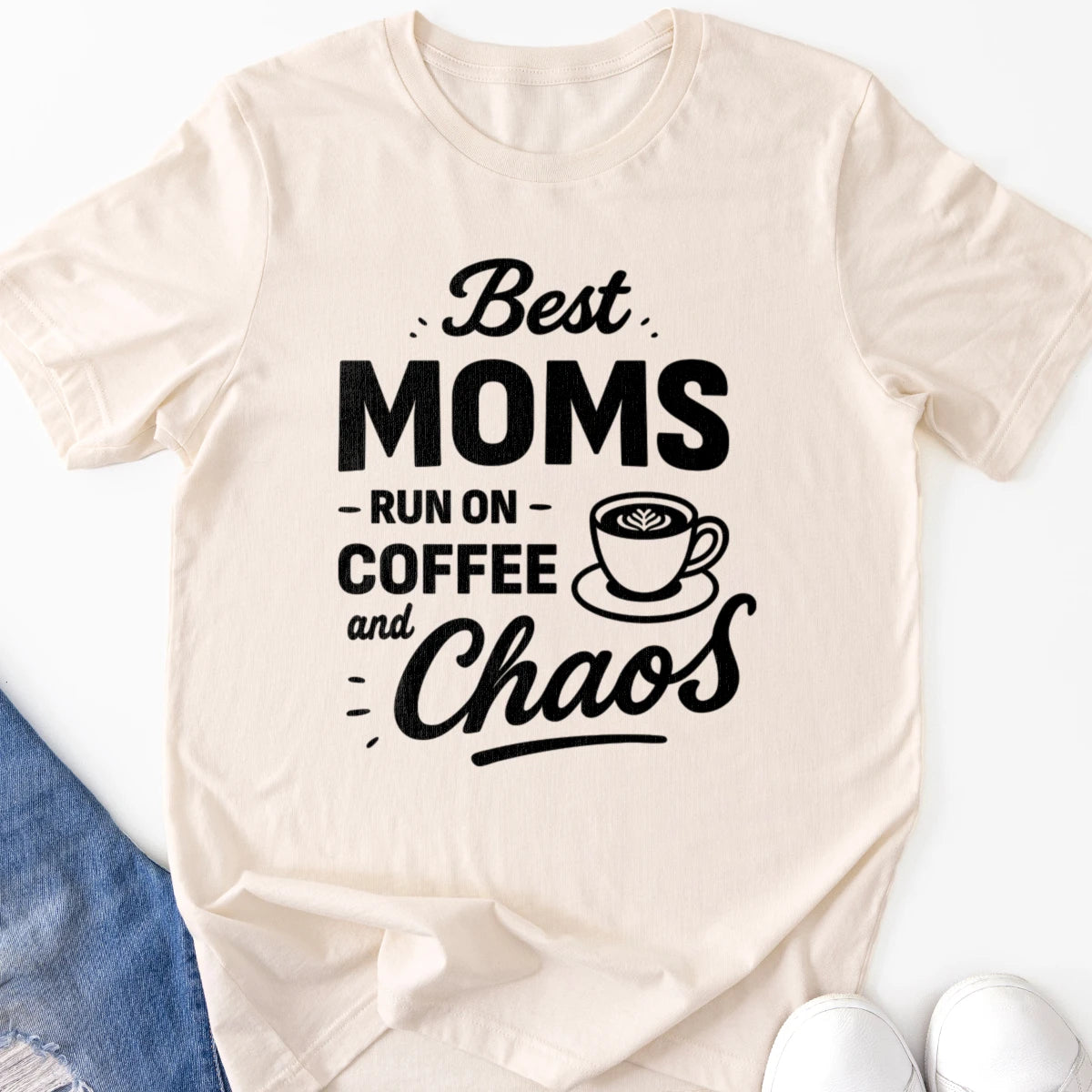 Best Moms Run on Coffee and Chaos Adult Tee