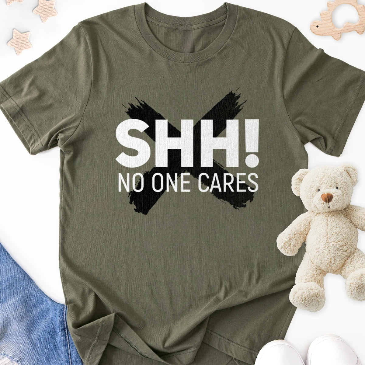 Shh! No One Cares Adult Tee