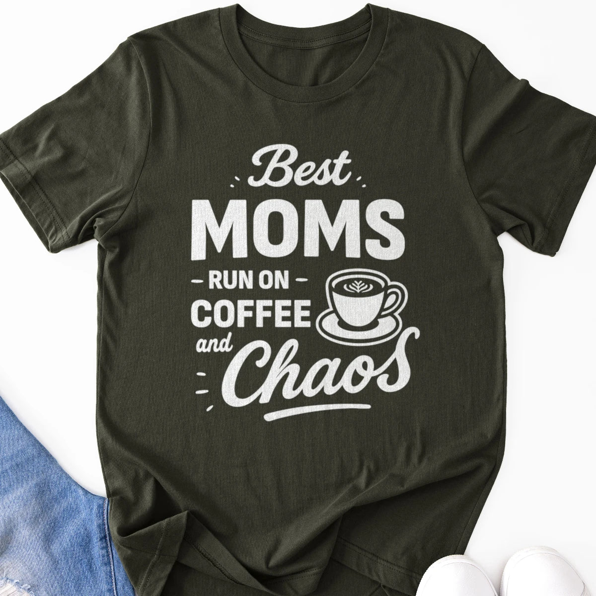 Best Moms Run on Coffee and Chaos Adult Tee