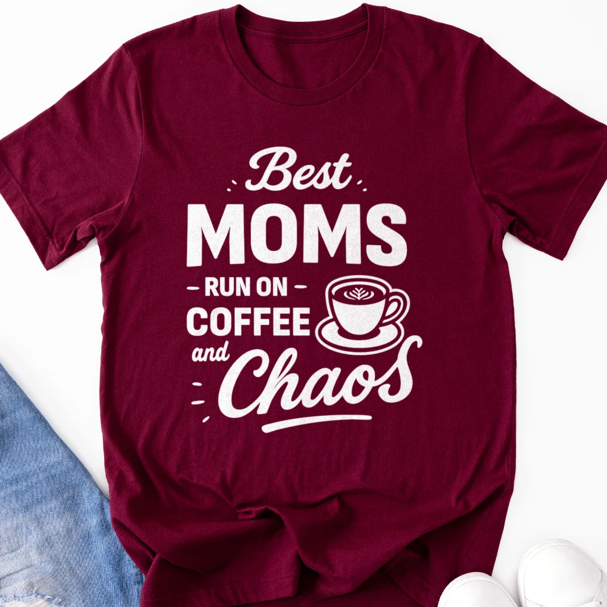 Best Moms Run on Coffee and Chaos Adult Tee