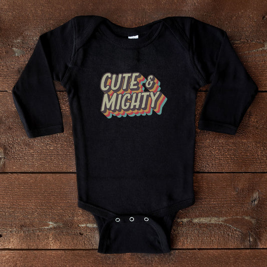 "Cute & Mighty" v2 Long Sleeve Bodysuit - Color Print
