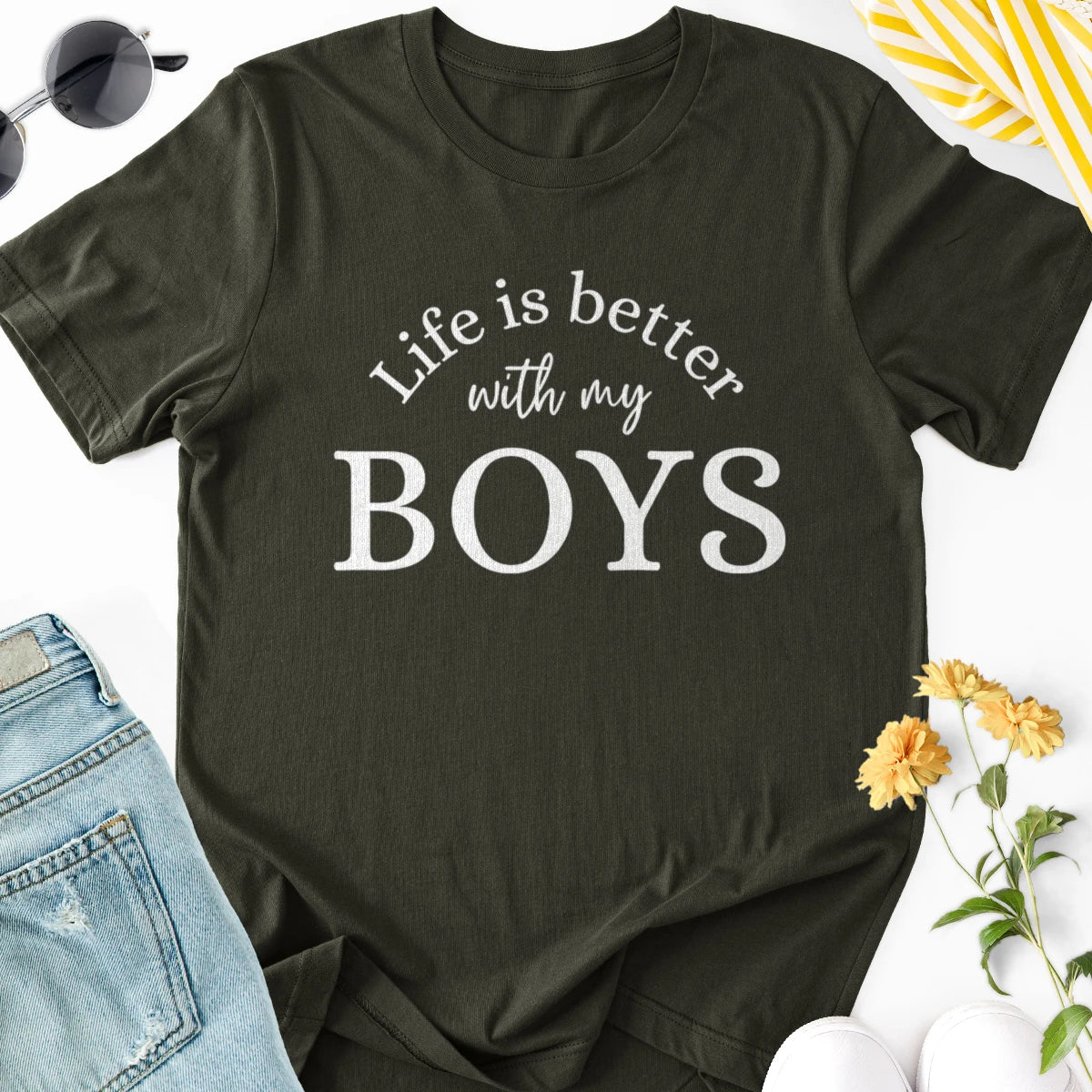 Life Is Better with My Boys Adult Tee