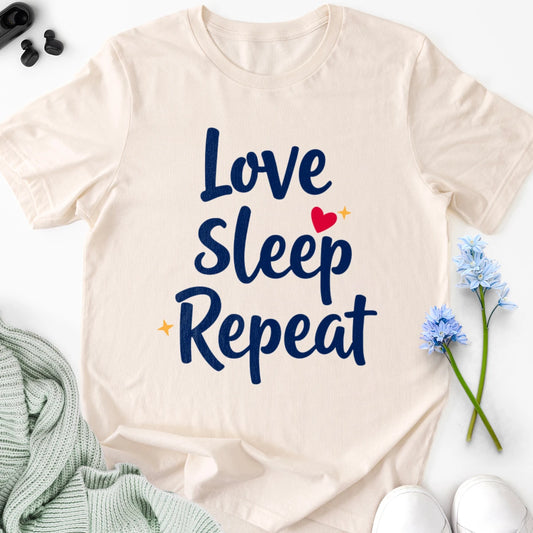 Love Sleep Repeat Adult Tee