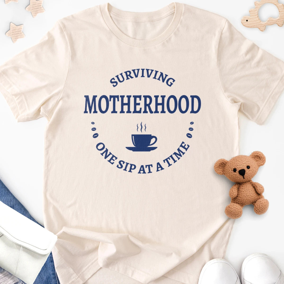 Surviving Motherhood One Sip at a Time Adult Tee