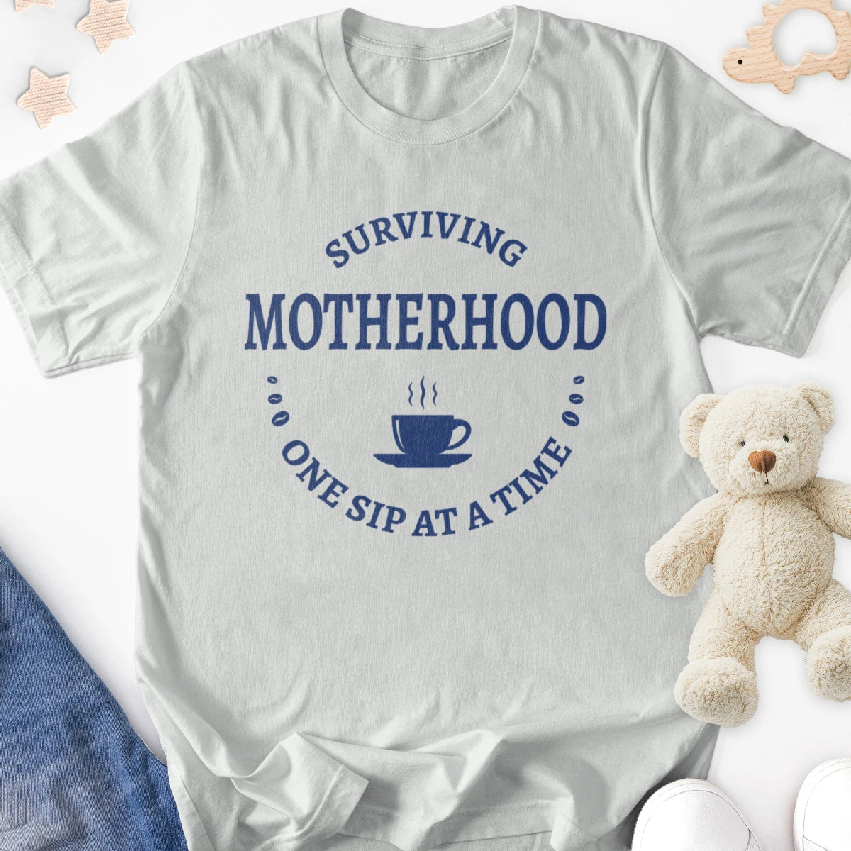 Surviving Motherhood One Sip at a Time Adult Tee